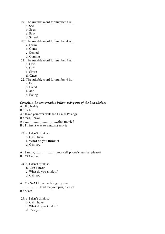 Soal ulangan akhir semester genap kelas 8