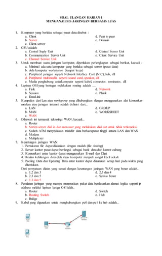 Soal ulangan harian TJBL | DOCX