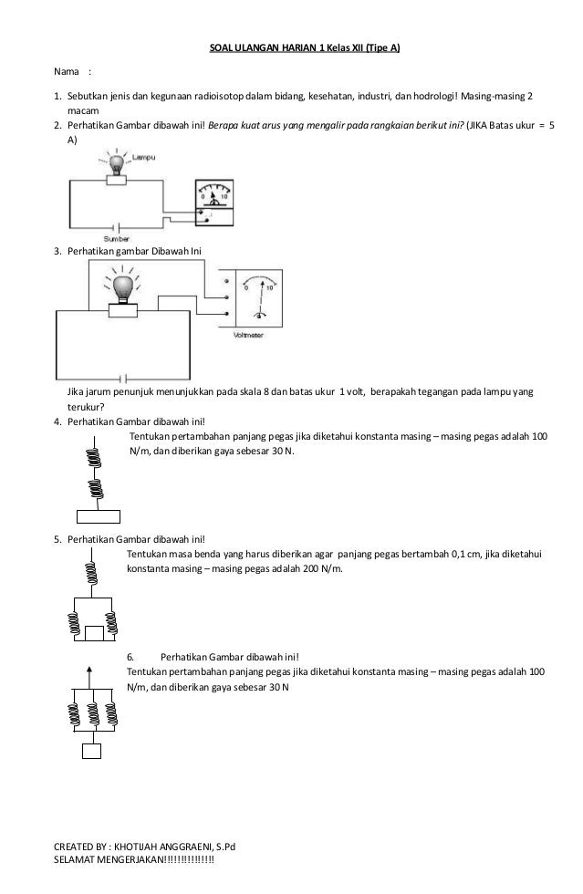 Soal Ulangan Harian 1 Kelas Xii