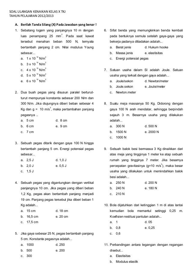 Soal Ulangan Fisika Kelas 10