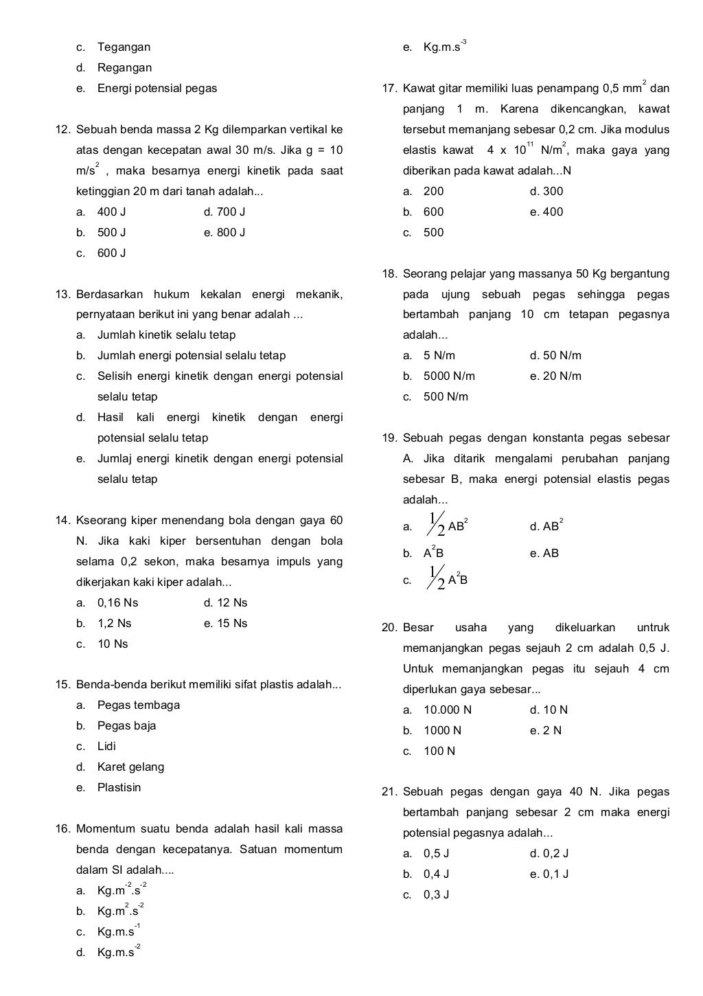 Soal ulangan kenaikan kelas fisika x tkj
