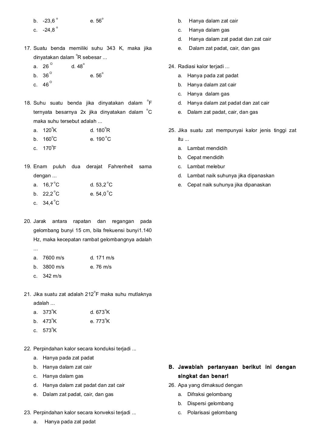 Soal ulangan kenaikan kelas fisika x tkj