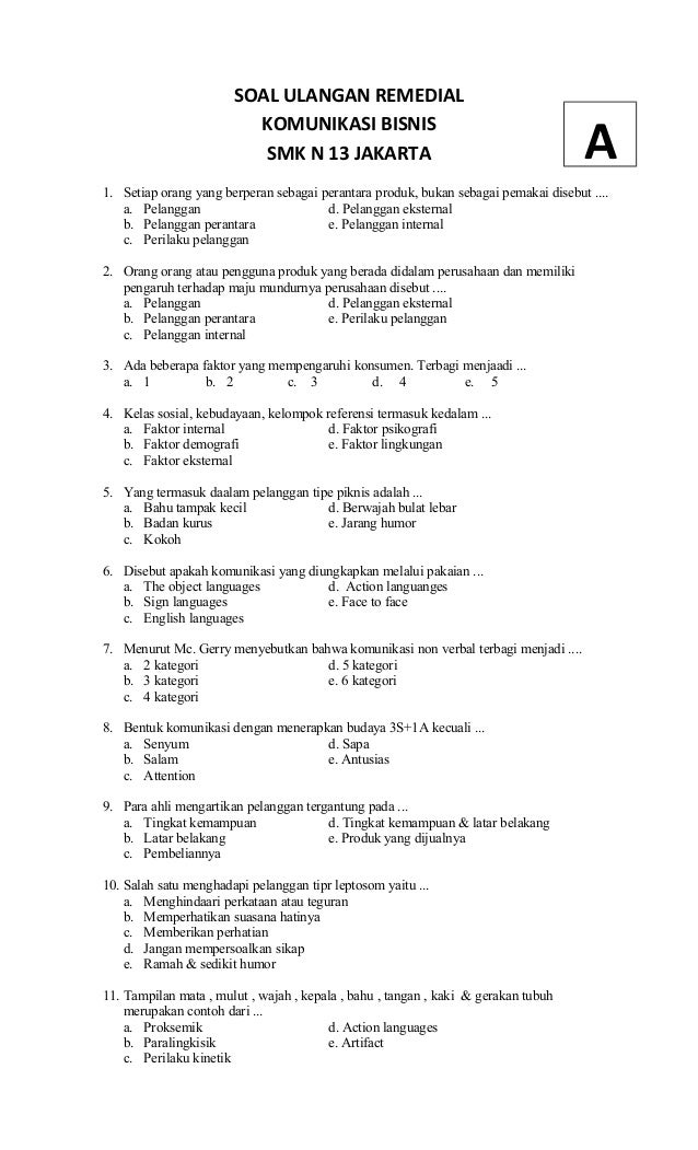 Soal ulangan remedial_komunikasi_bisnis