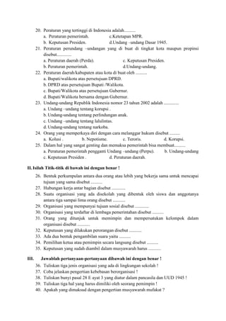 soal ulangan sd kelas v ips