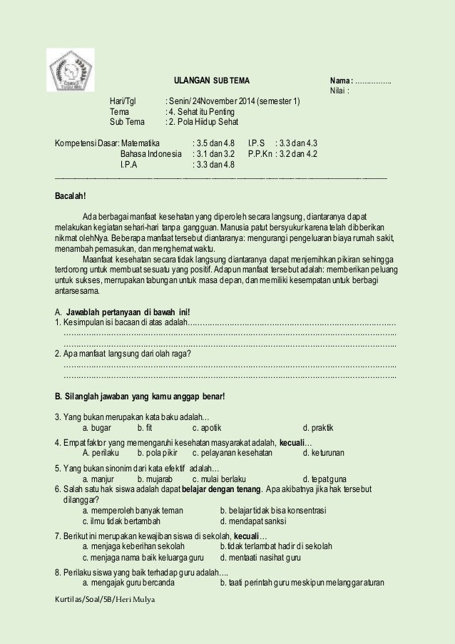 Image Result For Soal Soal Ulangan Sd Image Result For Soal Soal Ulangan Sd