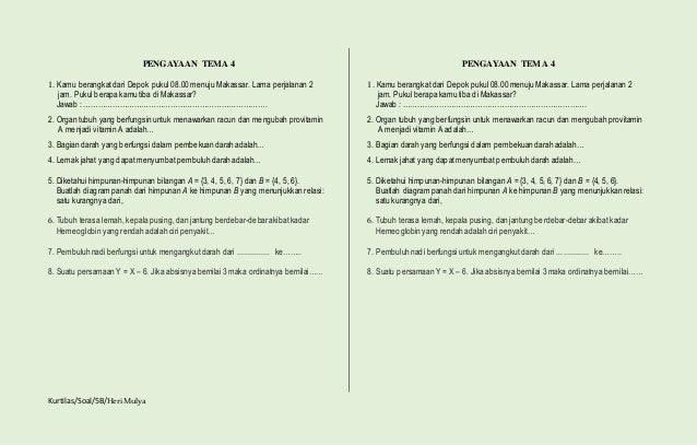 Soal ulangan sem 1 kelas 5 sd