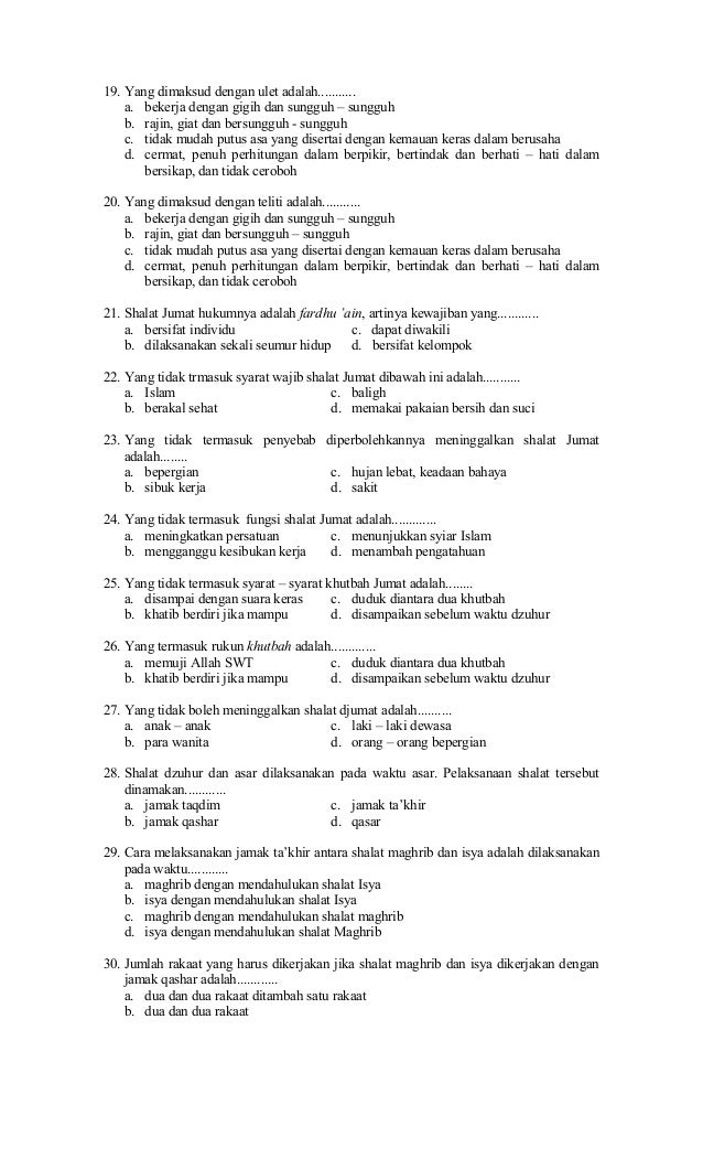 Soal ulangan semester_ii_agama_islam_kelas_i_tahun_ajaran