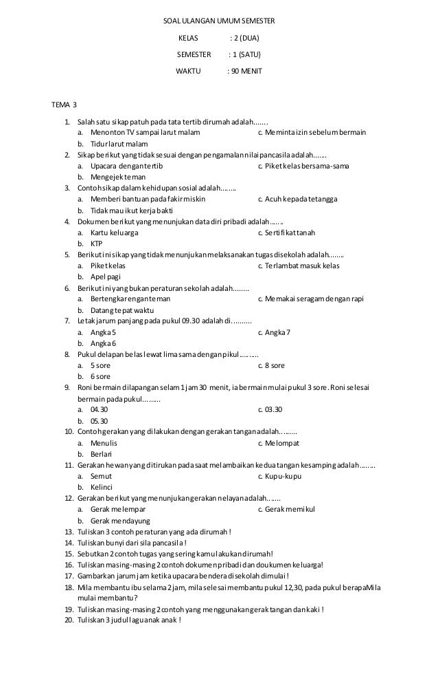 Soal Pkn Kelas 2 Tata Tertib Jawabanku Id