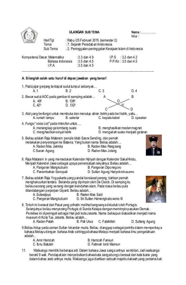 Soal ips kelas 5 tema 7 subtema 1