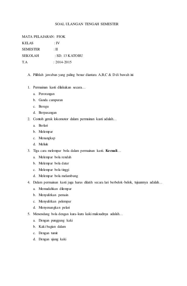 Soal ulangan tengah semester