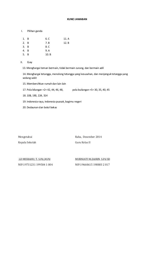 Soal ulangan umum kelas 2