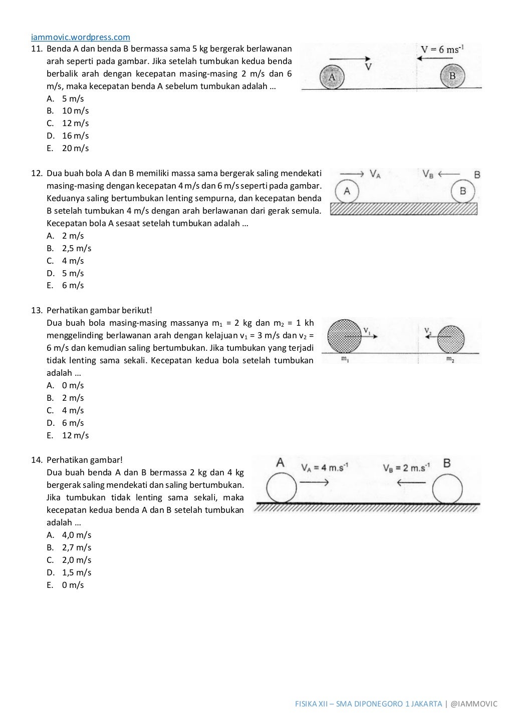 Soal UN Fisika SMA 2013 2014 Impuls&Momentum