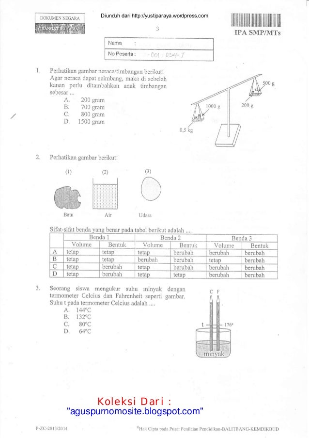 Soal Un Ipa Smp 2014 5