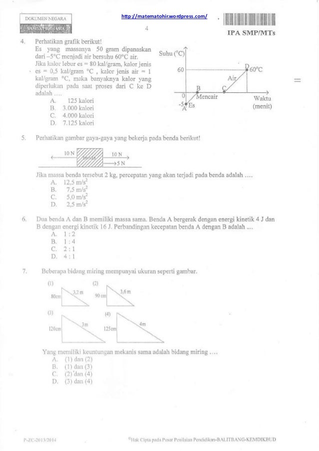 Soal un ipa smp tahun 2014 paket 2