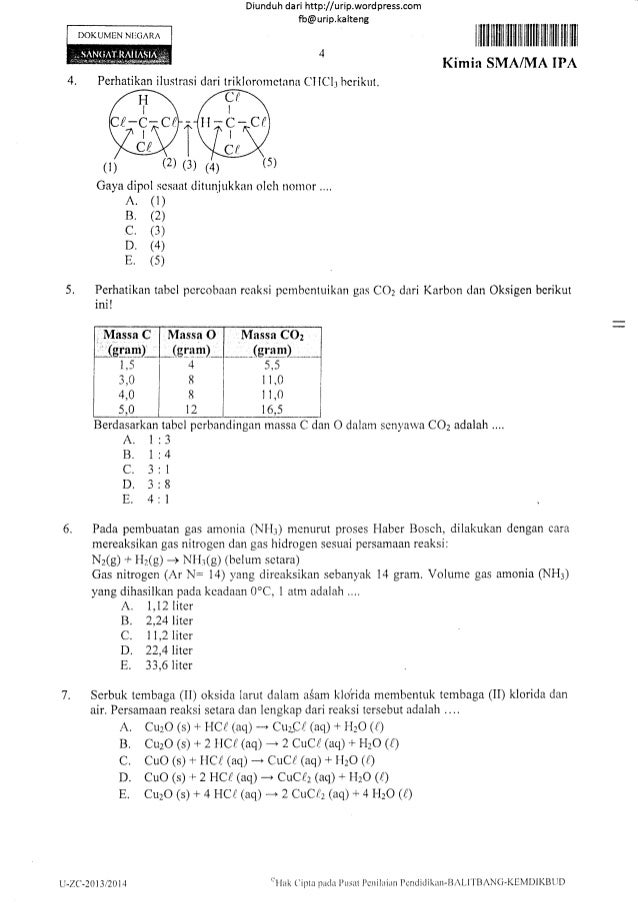 Soal un kimia sma 2014 1