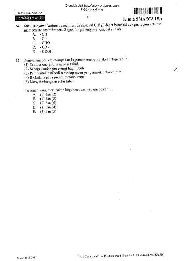  Soal  un  kimia sma  2019 12