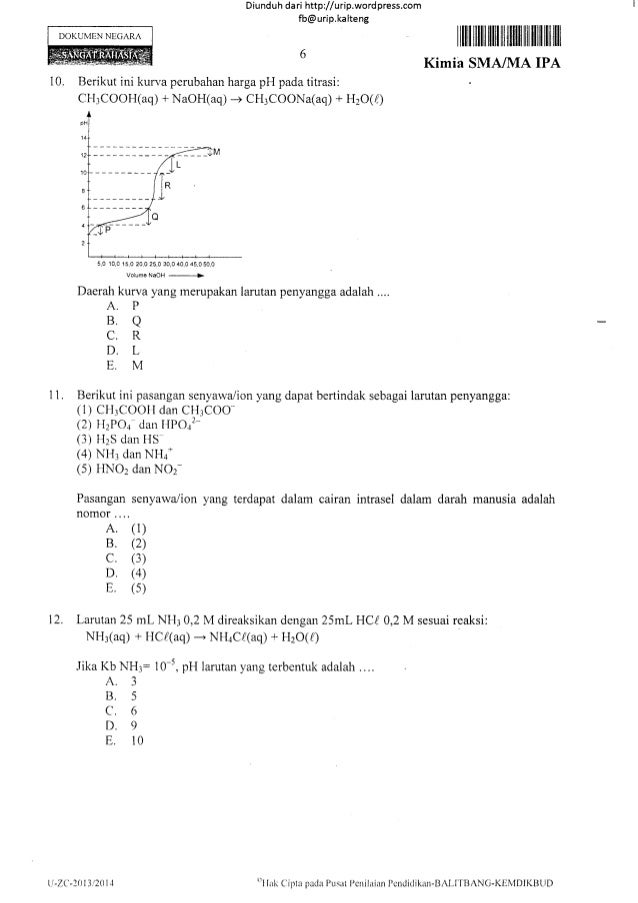  Soal  un  kimia sma  2019 14
