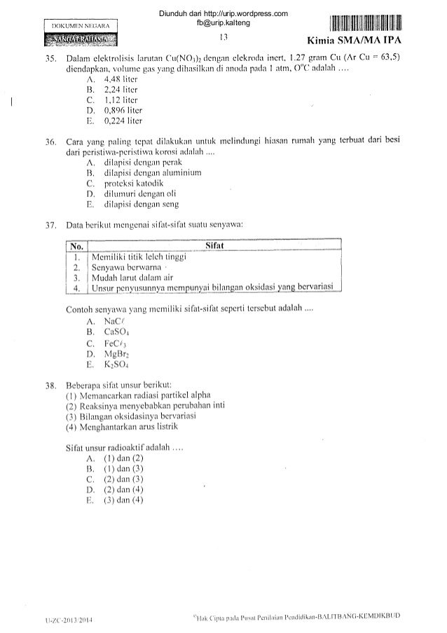 Soal un kimia sma 2014 15