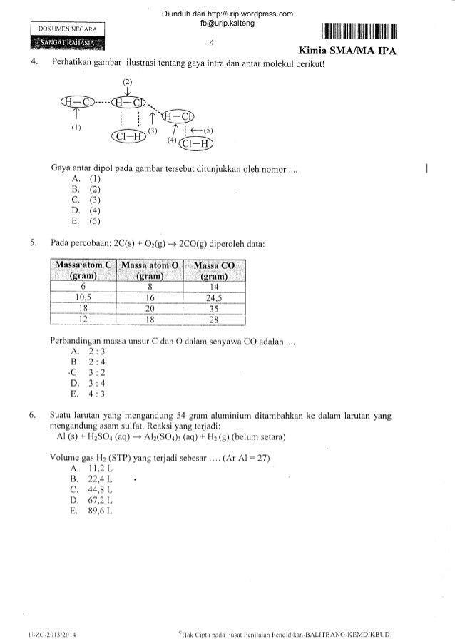 Soal Un Kimia Sma 2014 16