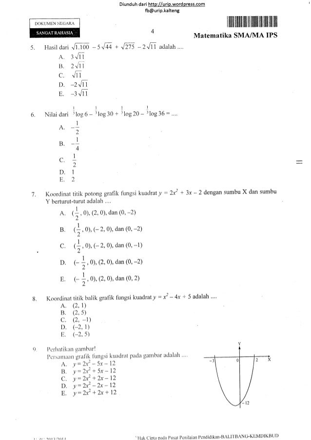 Soal un matematika ips sma tahun 2014 19