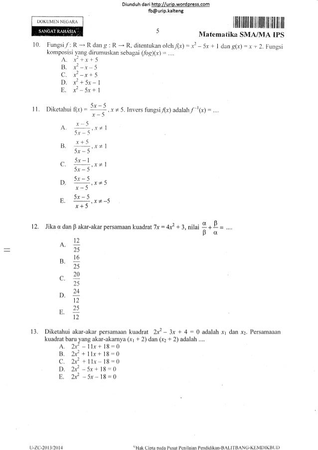 Soal un matematika ips sma tahun 2014 3