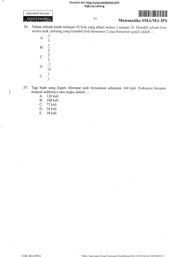 Soal un matematika ips sma tahun 2014 9