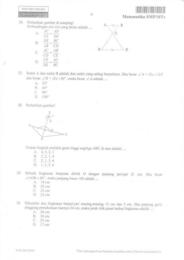 Soal Rangking 1 Matematika Smp