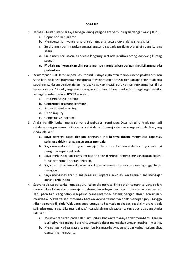 Soal Up Sosial Kepribadian Pendidik 1