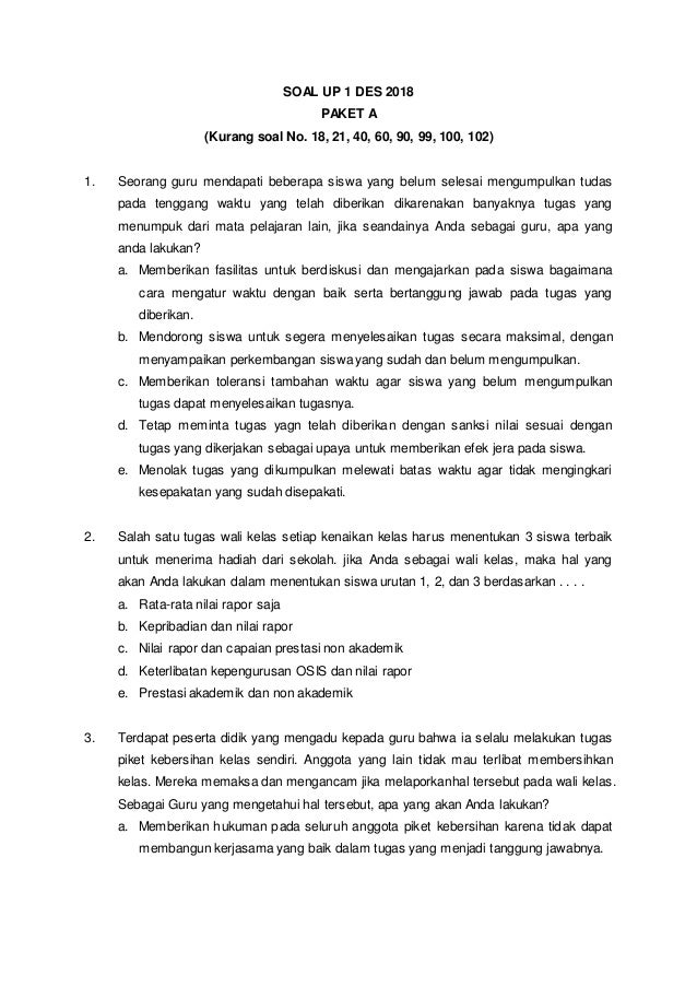 Soal Up Sosial Kepribadian Pendidik 4