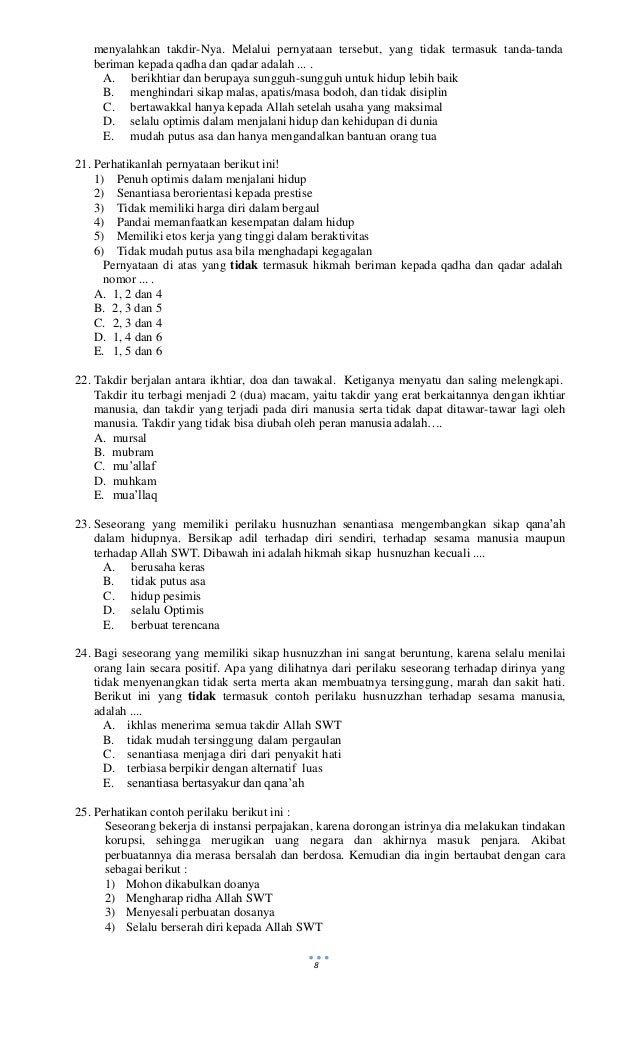 Soal Usbn Pai Sma K P3