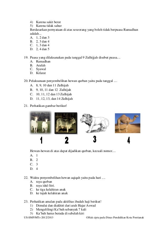 Soal usbn pai smp tahun pelajaran 2012 2013