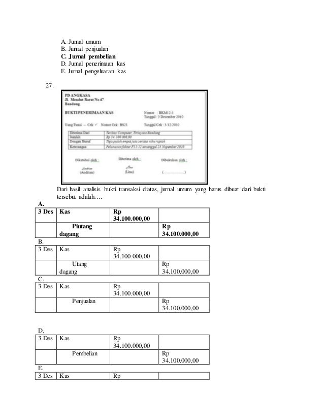 Contoh Soal Usbn Pengantar Akuntansi Smk 2019