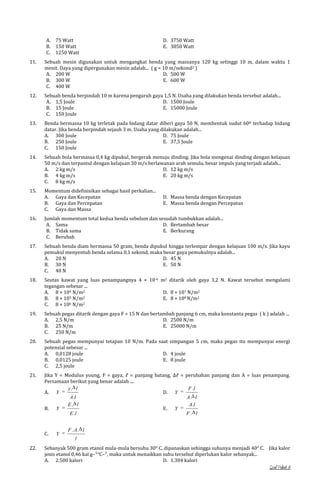 Soal us fisika a + kunci 11 12