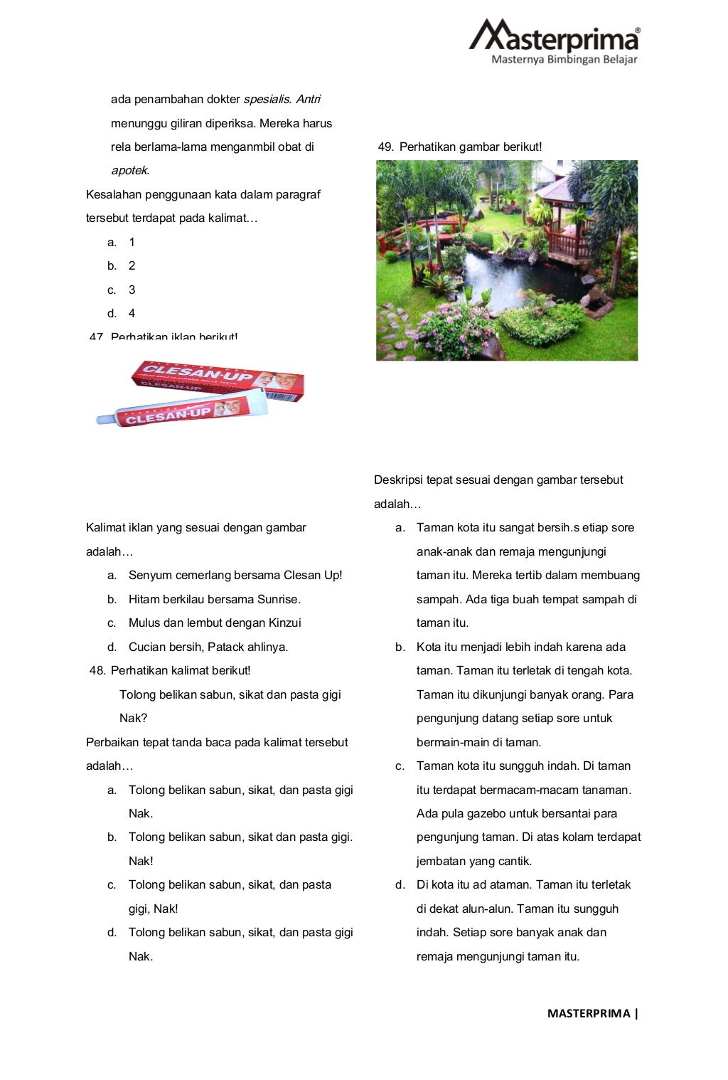 Soal us kelas 6 sd paket 8