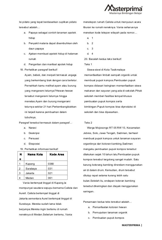 Soal us kelas 6 sd paket 8