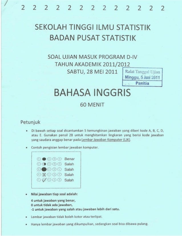 Soal usm stis 2011 2012 bahasa inggris