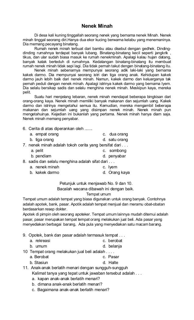 Soal uts bahasa indonesia kelas 3 semester 1