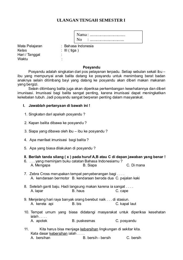 contoh soal essay bahasa indonesia kelas 7
