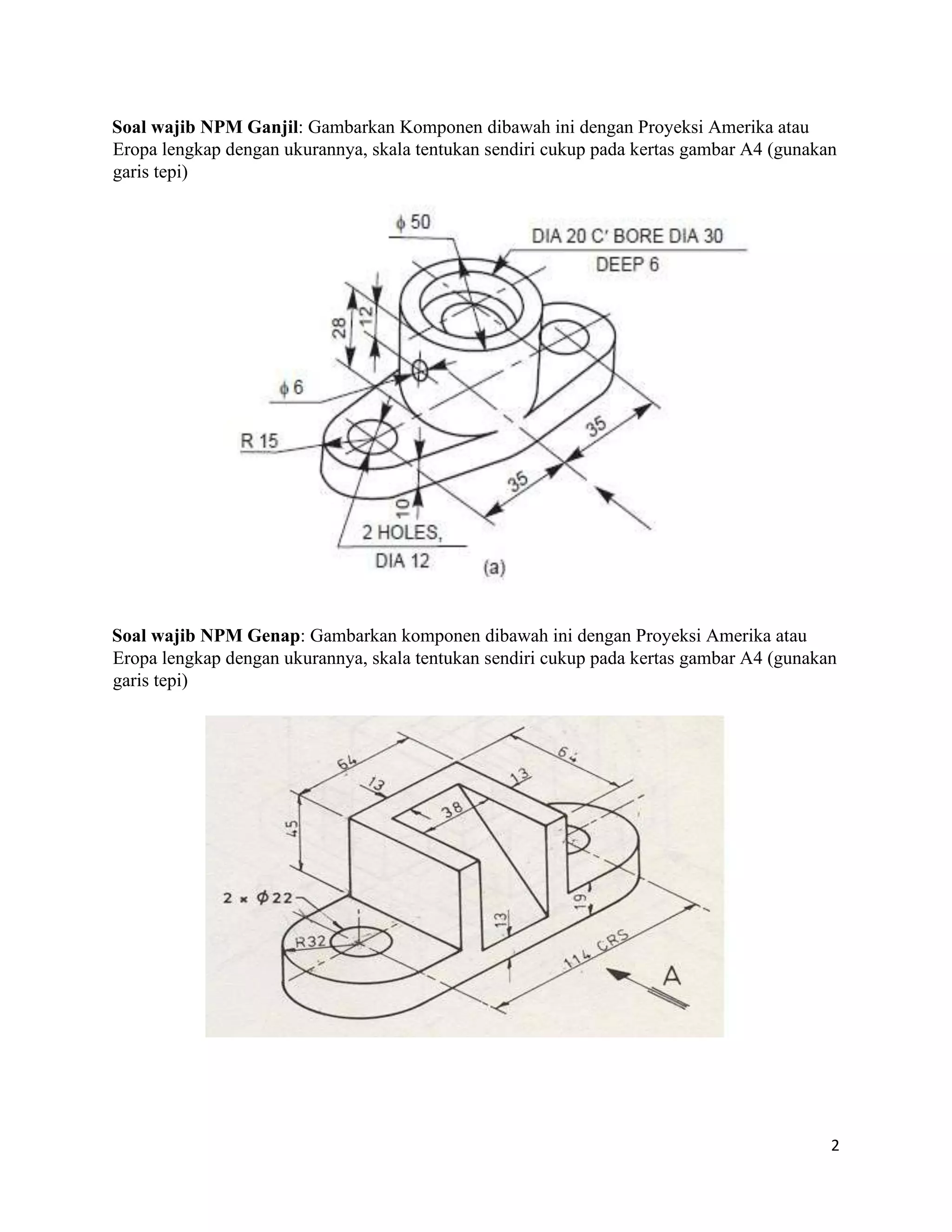 Contoh Drawing Rz Soal uts gambar teknik reza | PDF