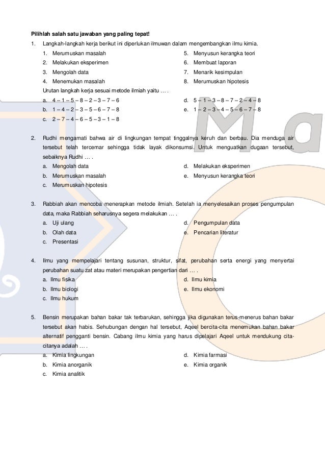 Soal Uts Kimia Kelas 12 Semester 1 Dan Pembahasannya