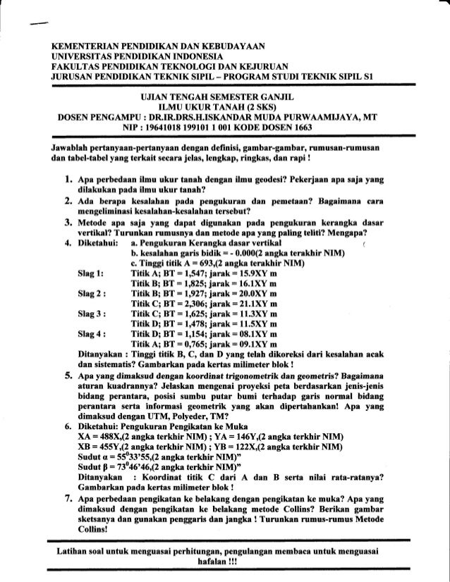 Contoh Soal Dan Jawaban Ilmu Ukur Tanah Jawaban Buku