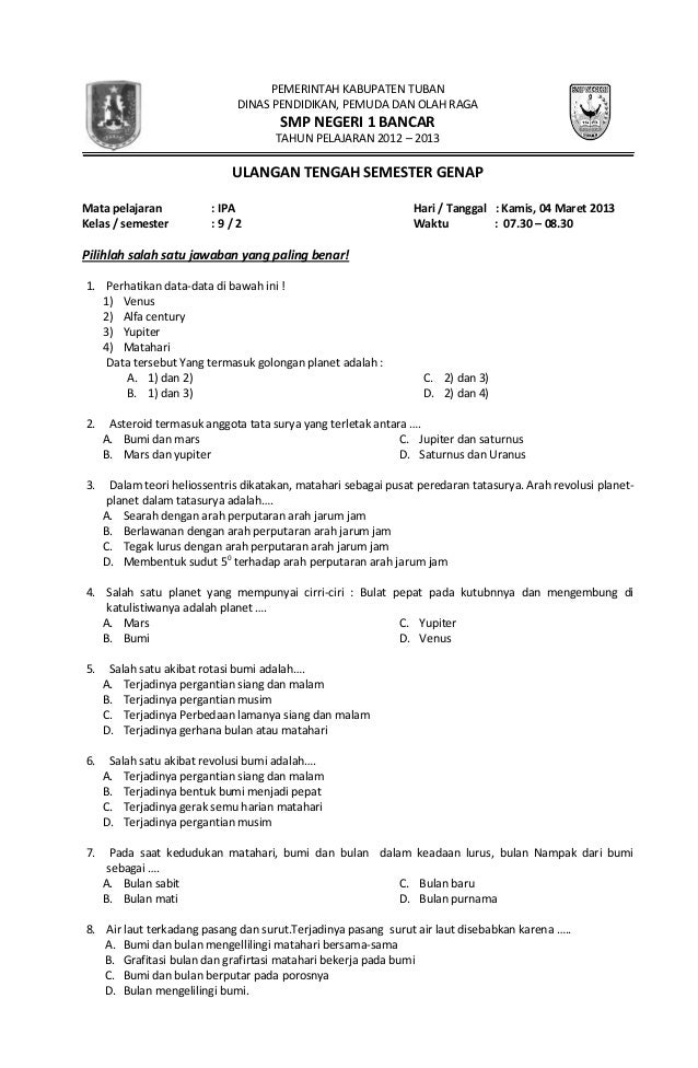 Soal ipa biologi kelas 9