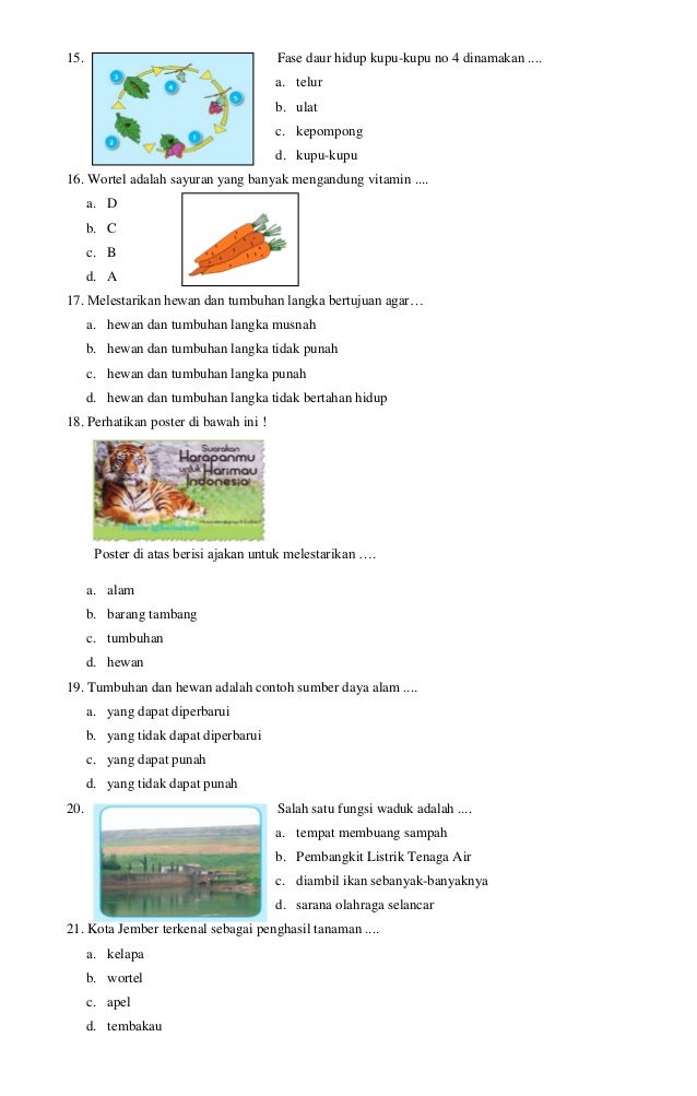 Soal uts kelas 4 semester 2 tema 6