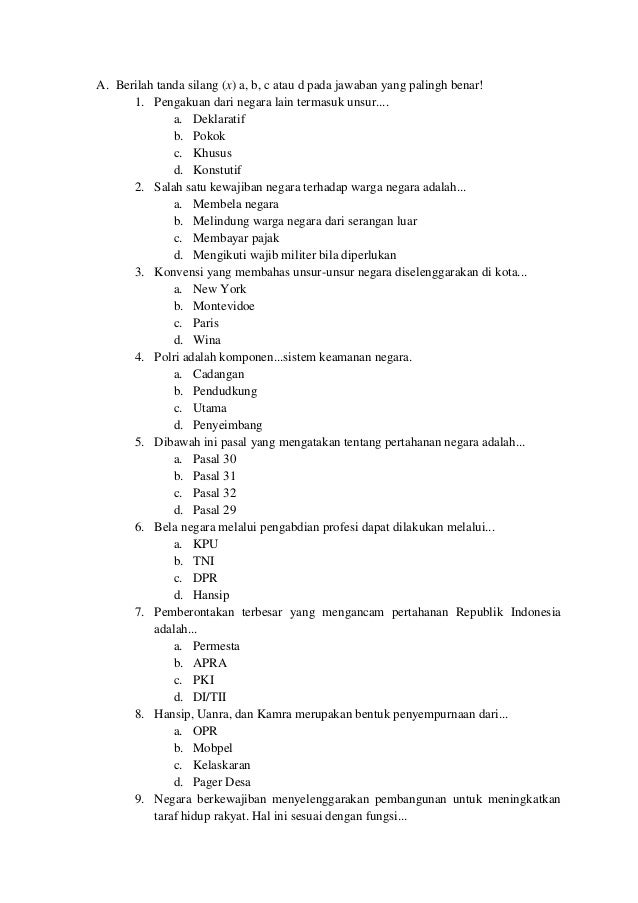 Contoh soal pkn kelas 9 semester 1