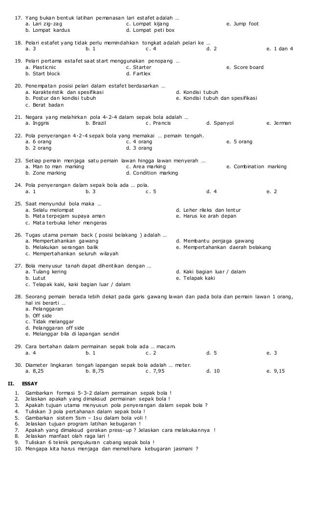 Contoh Soal Essay Lari Estafet Beserta Jawabannya Guru Paud