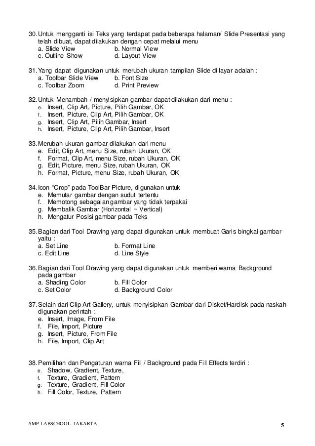 Soal-soal Latihan TIK Kelas 9