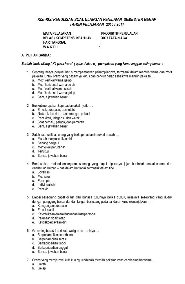 Soal uukk teori kejuruan klas xiic tahun 2016 2017 Soal uukk teori kejuruan klas xiic tahun 2016 2017