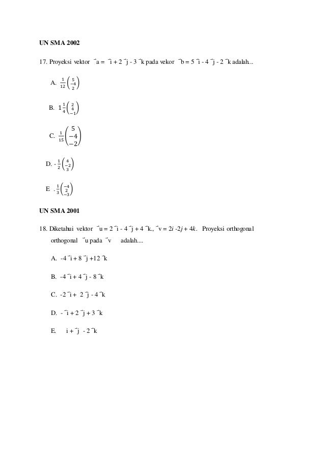Soal Soal Vektor Matematika Minat