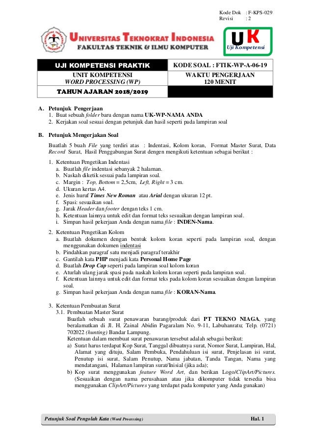 Soal Word Processing