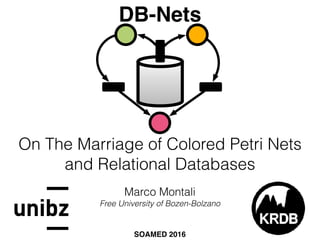 On The Marriage of Colored Petri Nets  
and Relational Databases
Marco Montali
Free University of Bozen-Bolzano
SOAMED 2016
DB-Nets
 